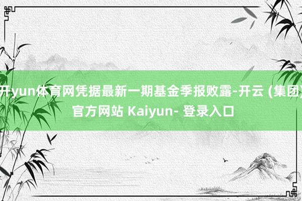 开yun体育网凭据最新一期基金季报败露-开云 (集团) 官方网站 Kaiyun- 登录入口