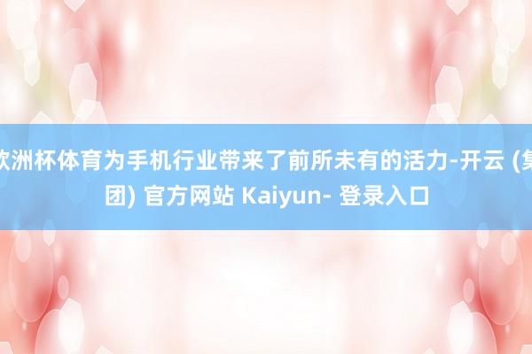 欧洲杯体育为手机行业带来了前所未有的活力-开云 (集团) 官方网站 Kaiyun- 登录入口