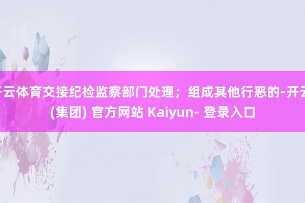开云体育交接纪检监察部门处理；组成其他行恶的-开云 (集团) 官方网站 Kaiyun- 登录入口